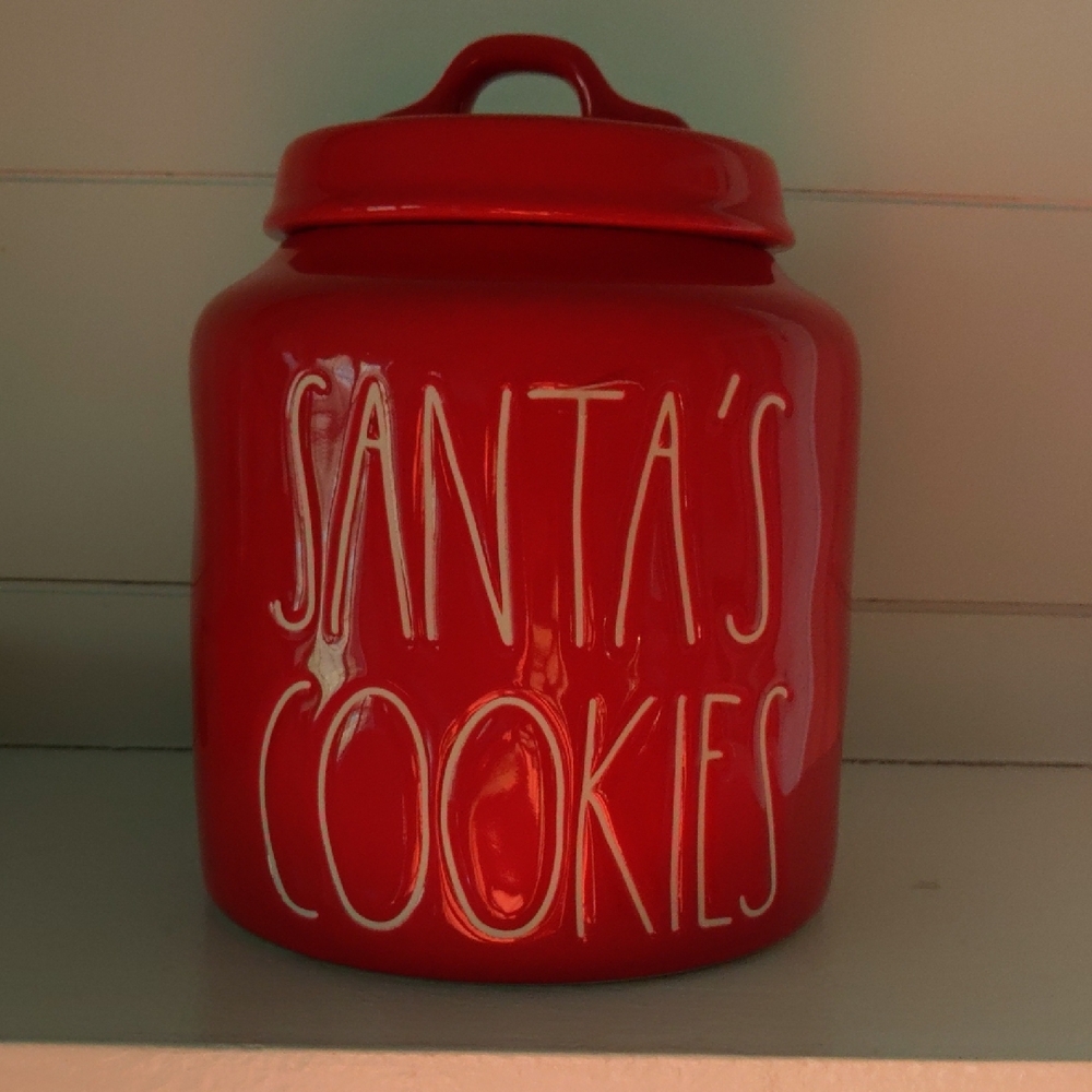Rae Dunn Red "SANTA'S COOKIES" Ceramic Canister
